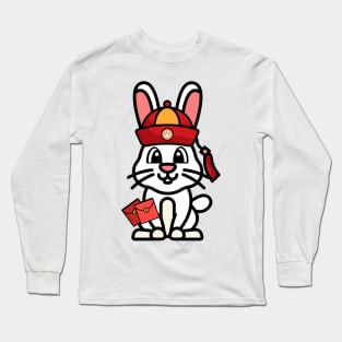 Funny rabbit celebrates lunar new year Long Sleeve T-Shirt